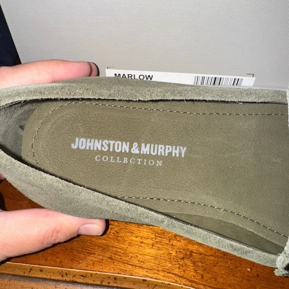 NEW Johnston & Murphy Men's Suede Loafers Marlow - Olive Green Size 8.5